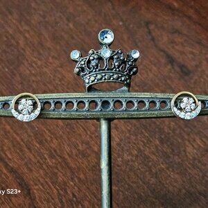 VINTAGE ESTATE NORMAN TEUFEL SUN MOON DIAMOND 14K GOLD SPINNER MOTION EARRINGS